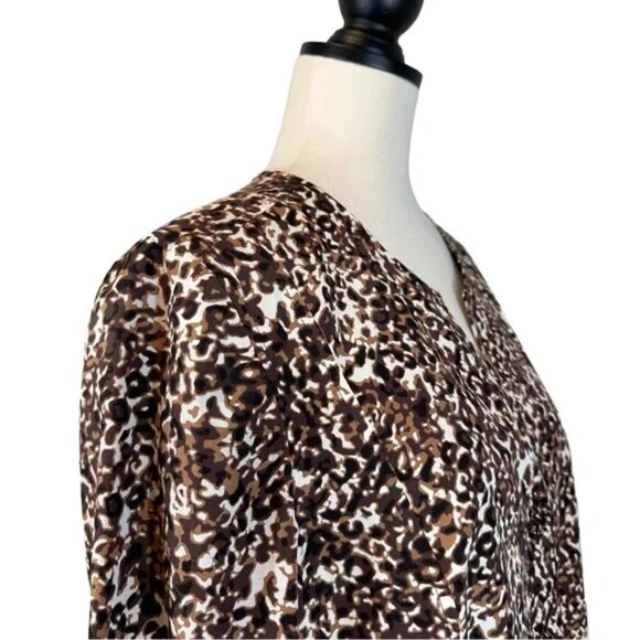 Amber Sun Silk Jacket Black Brown Print Reversible Button Front, Size L - Picture 8 of 15